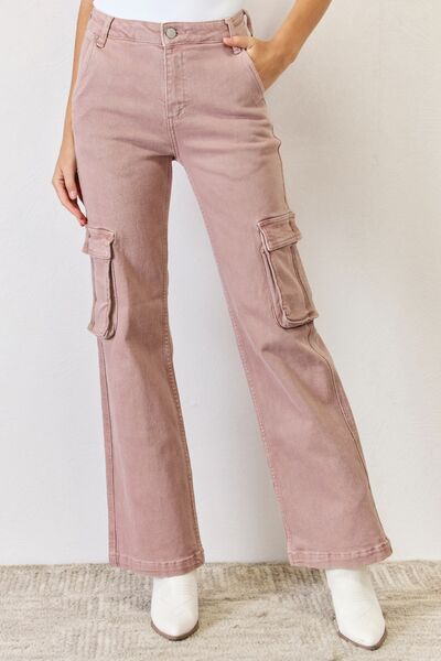 RISEN High Rise Cargo Wide Leg Jeans-Trendsi-Mauve-0-[option4]-[option5]-[option6]-[option7]-[option8]-Shop-Boutique-Clothing-for-Women-Online