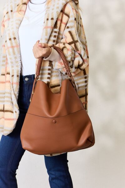 SHOMICO Vegan Leather Handbag with Pouch-Trendsi-TAN-One Size-[option4]-[option5]-[option6]-[option7]-[option8]-Shop-Boutique-Clothing-for-Women-Online