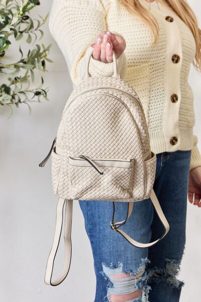 SHOMICO PU Leather Woven Backpack-Trendsi-[option4]-[option5]-[option6]-[option7]-[option8]-Shop-Boutique-Clothing-for-Women-Online