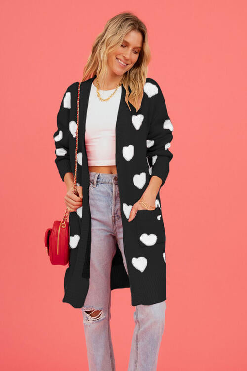 Lovestruck Heart Open Front Cardigan with Pockets-Trendsi-Black-S-[option4]-[option5]-[option6]-[option7]-[option8]-Shop-Boutique-Clothing-for-Women-Online