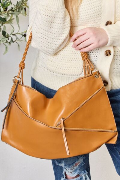 SHOMICO Zipper Detail Shoulder Bag with Pouch-Trendsi-TAN-One Size-[option4]-[option5]-[option6]-[option7]-[option8]-Shop-Boutique-Clothing-for-Women-Online