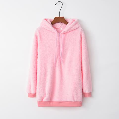 Quarter-Zip Drawstring Teddy Hoodie-Trendsi-[option4]-[option5]-[option6]-[option7]-[option8]-Shop-Boutique-Clothing-for-Women-Online