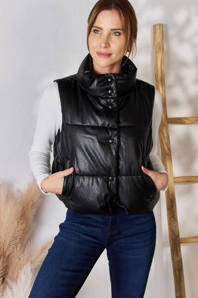 Love Tree Faux Leather Snap and Zip Closure Vest Coat-Trendsi-[option4]-[option5]-[option6]-[option7]-[option8]-Shop-Boutique-Clothing-for-Women-Online