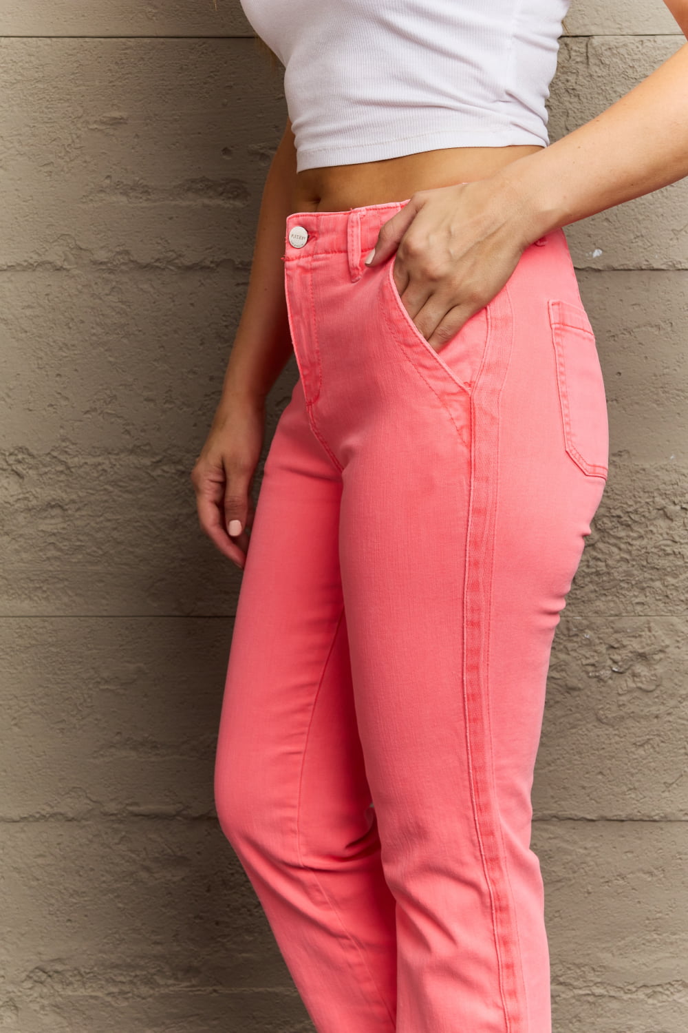 RISEN Kenya High Waist Side Twill Straight Jeans-Trendsi-[option4]-[option5]-[option6]-[option7]-[option8]-Shop-Boutique-Clothing-for-Women-Online