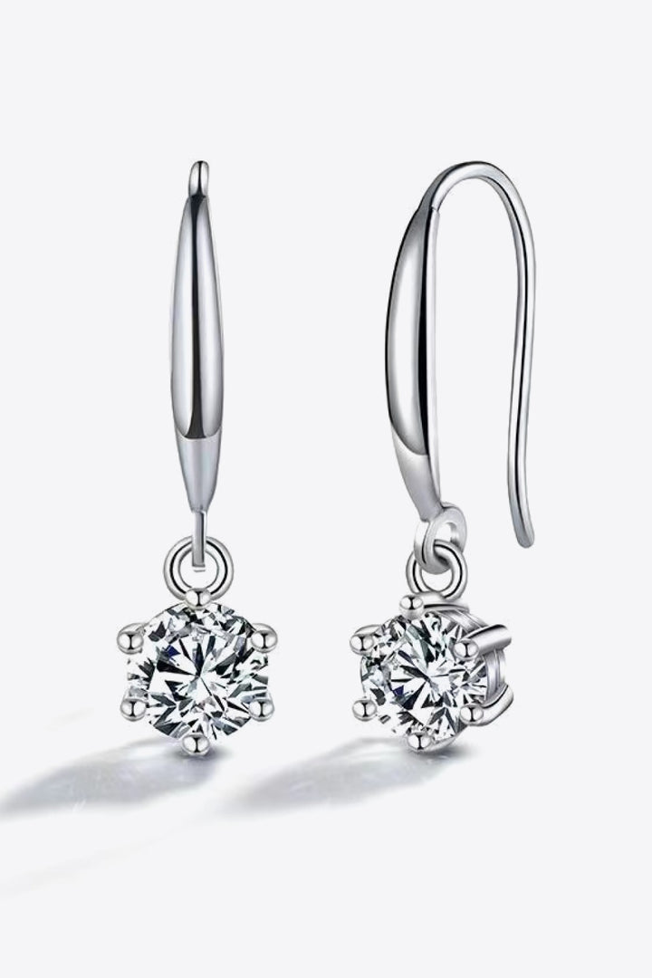 2 Carat Moissanite 6-Prong Drop Earrings-Trendsi-Silver-One Size-[option4]-[option5]-[option6]-[option7]-[option8]-Shop-Boutique-Clothing-for-Women-Online