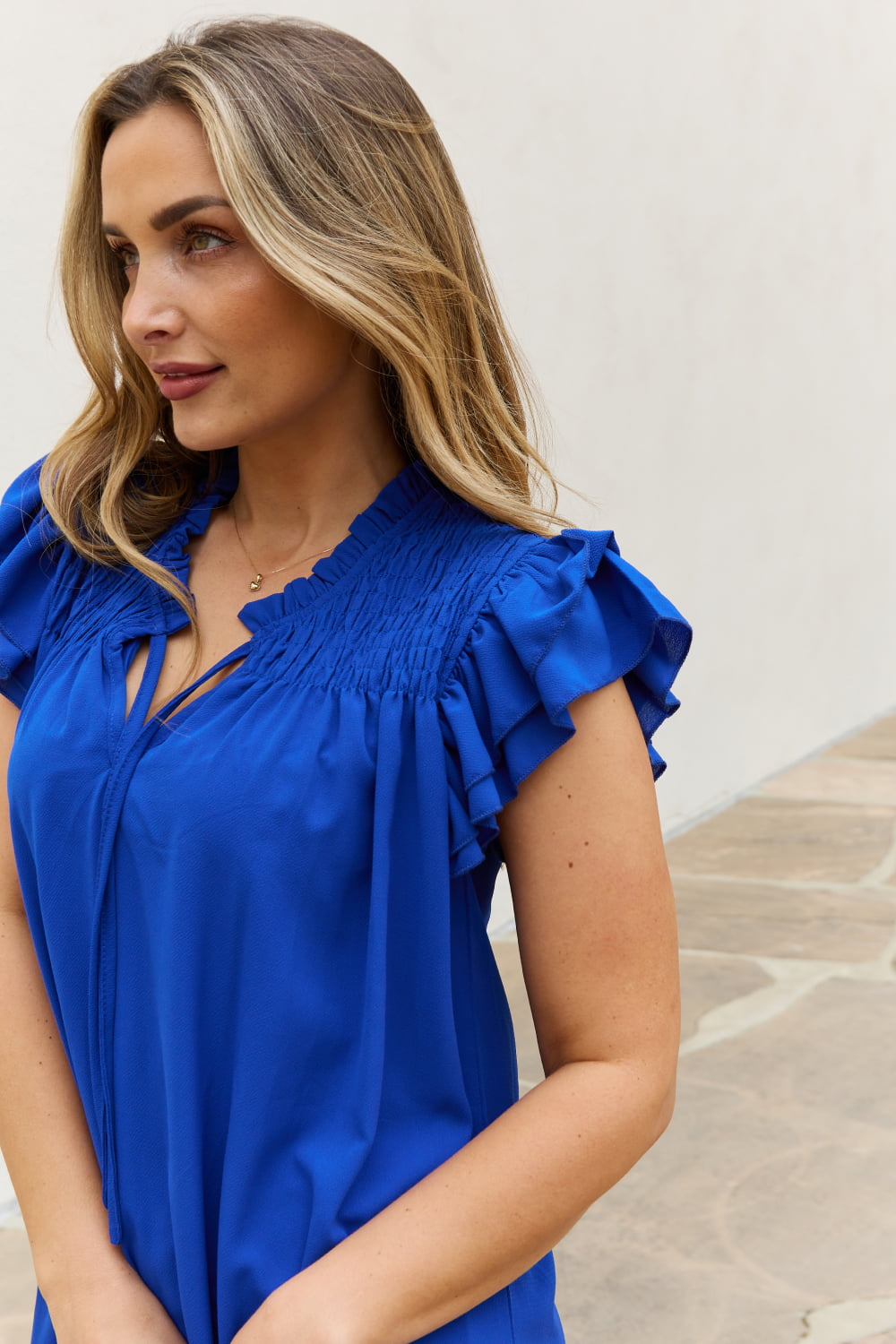 And The Why Ruffle Sleeve Smocked Detail Mini Dress-Trendsi-[option4]-[option5]-[option6]-[option7]-[option8]-Shop-Boutique-Clothing-for-Women-Online