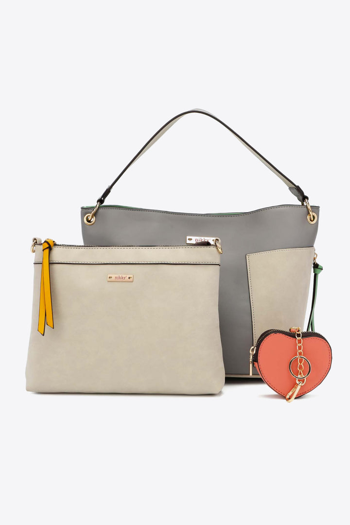 Nicole Lee USA Sweetheart Handbag Set-Trendsi-Mid Gray-One Size-[option4]-[option5]-[option6]-[option7]-[option8]-Shop-Boutique-Clothing-for-Women-Online