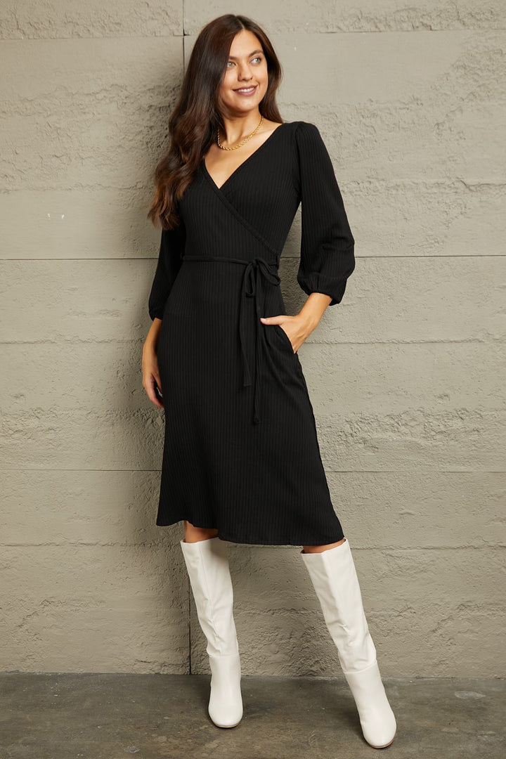 Culture Code Surplice Flare Ruching Dress-Trendsi-[option4]-[option5]-[option6]-[option7]-[option8]-Shop-Boutique-Clothing-for-Women-Online