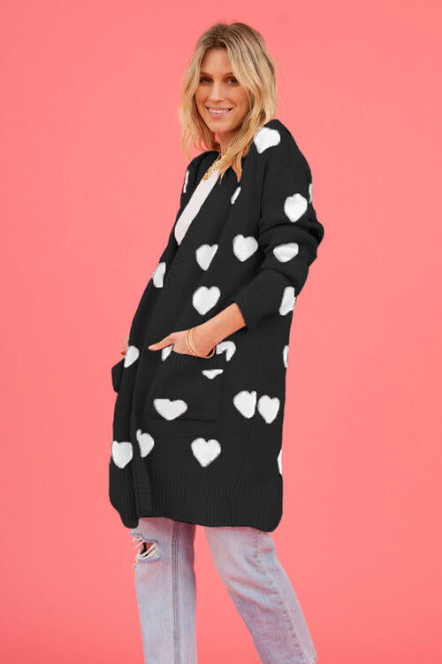 Lovestruck Heart Open Front Cardigan with Pockets-Trendsi-[option4]-[option5]-[option6]-[option7]-[option8]-Shop-Boutique-Clothing-for-Women-Online