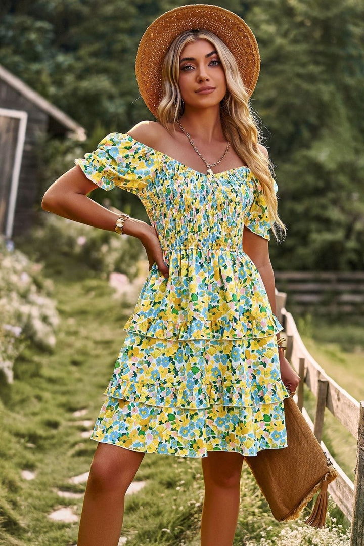 Smocked Sweetheart Neck Flounce Sleeve Mini Dress-Trendsi-[option4]-[option5]-[option6]-[option7]-[option8]-Shop-Boutique-Clothing-for-Women-Online