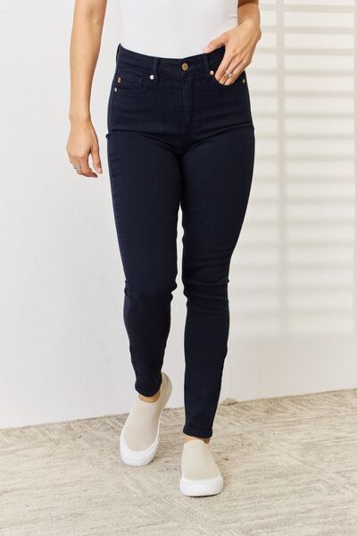 Judy Blue Garment Dyed Navy Blue Tummy Control Skinny Jeans-Trendsi-[option4]-[option5]-[option6]-[option7]-[option8]-Shop-Boutique-Clothing-for-Women-Online