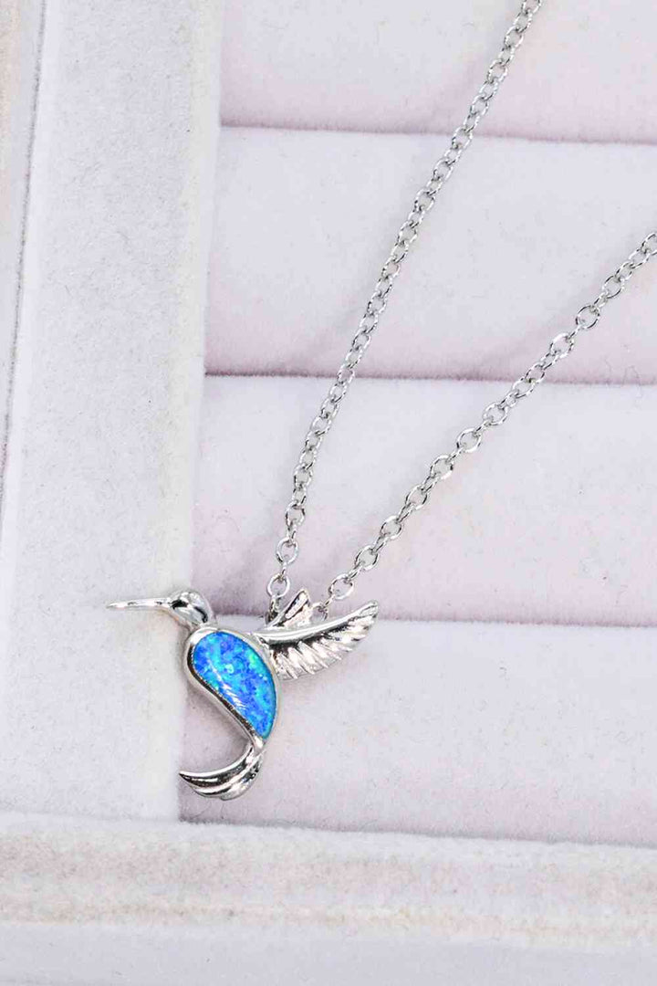 Opal Bird 925 Sterling Silver Necklace-Trendsi-Cobalt Blue-One Size-[option4]-[option5]-[option6]-[option7]-[option8]-Shop-Boutique-Clothing-for-Women-Online