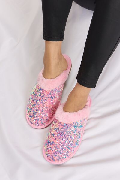 Forever Link Sequin Plush Round Toe Slippers-Trendsi-PINK-5-[option4]-[option5]-[option6]-[option7]-[option8]-Shop-Boutique-Clothing-for-Women-Online