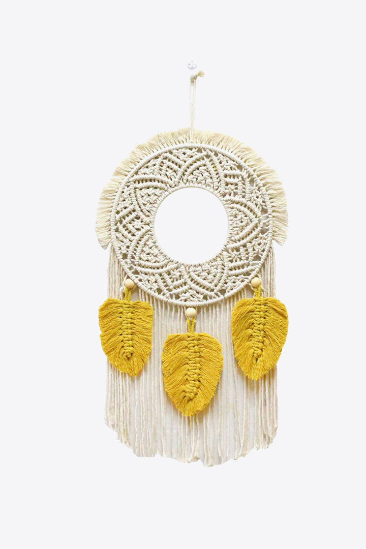 Hand-Woven Fringe Macrame Wall Hanging-Trendsi-Mustard-One Size-[option4]-[option5]-[option6]-[option7]-[option8]-Shop-Boutique-Clothing-for-Women-Online