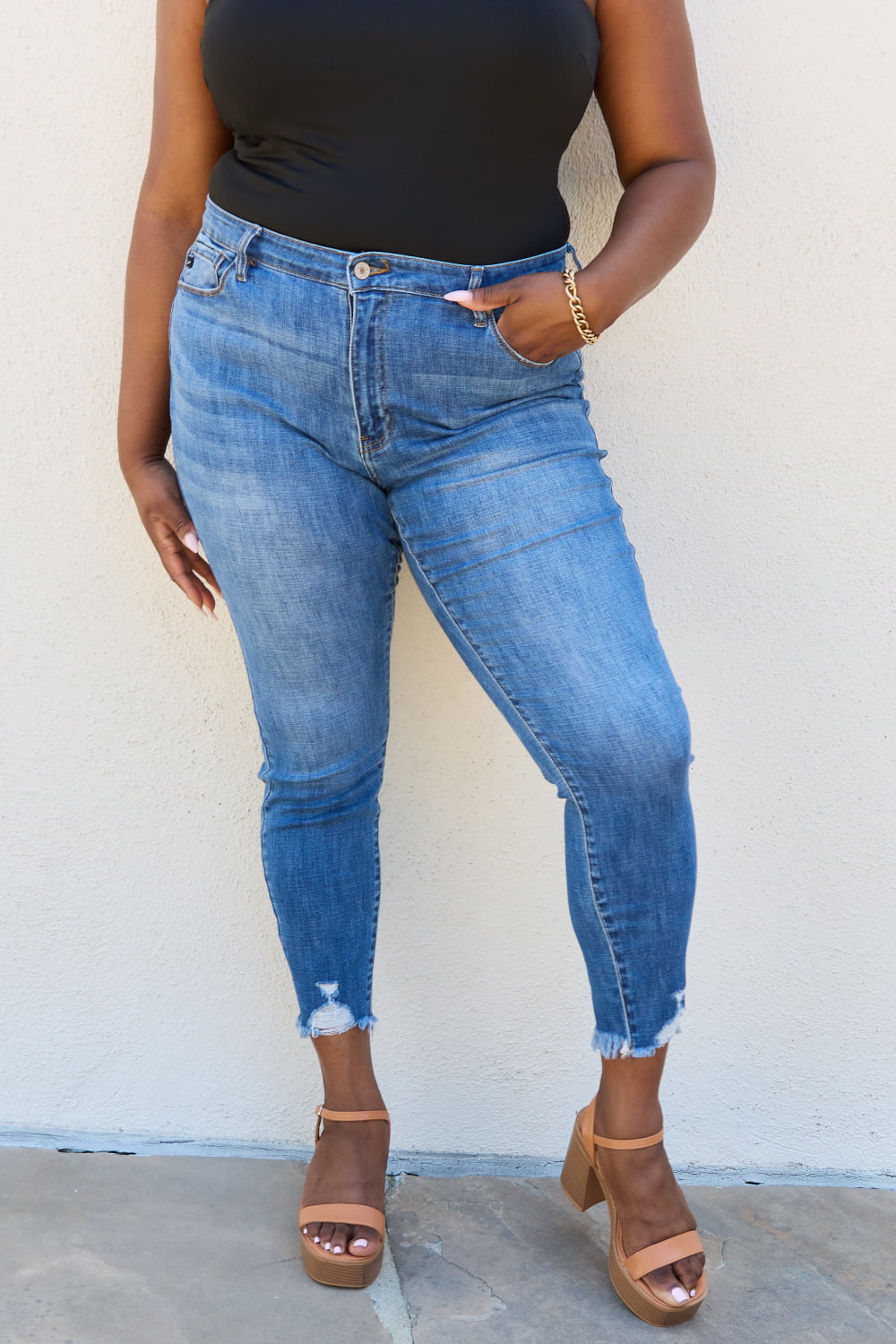 Kancan Lindsay Raw Hem High Rise Skinny Jeans-Trendsi-Medium-0(23)-[option4]-[option5]-[option6]-[option7]-[option8]-Shop-Boutique-Clothing-for-Women-Online
