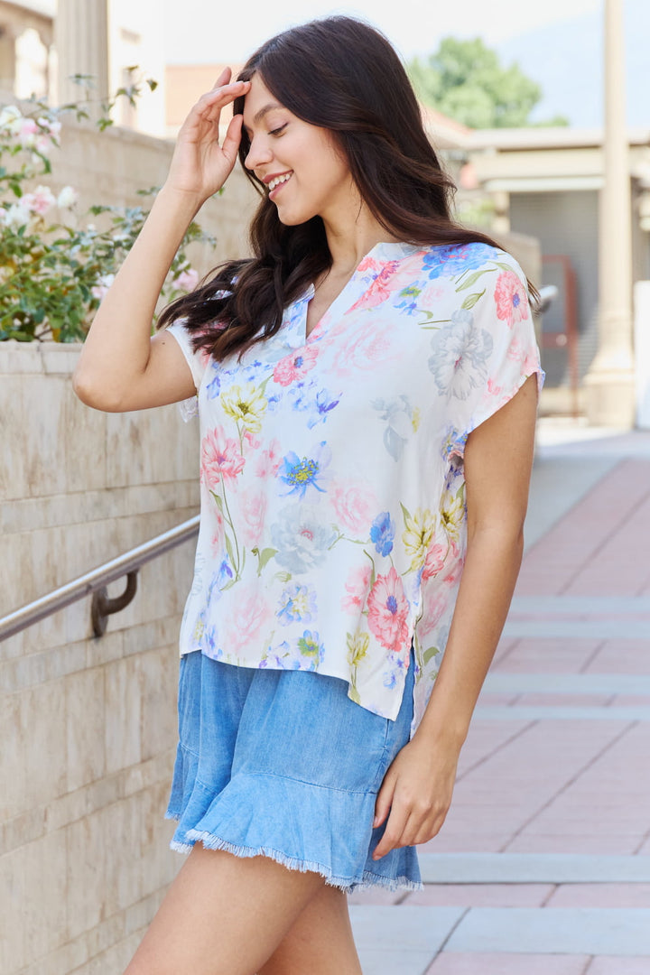 White Birch One And Only Short Sleeve Floral Print Top-Trendsi-[option4]-[option5]-[option6]-[option7]-[option8]-Shop-Boutique-Clothing-for-Women-Online