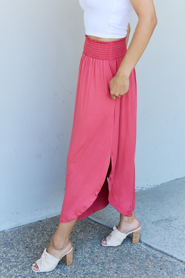 Doublju Comfort Princess High Waist Scoop Hem Maxi Skirt in Hot Pink-Trendsi-[option4]-[option5]-[option6]-[option7]-[option8]-Shop-Boutique-Clothing-for-Women-Online