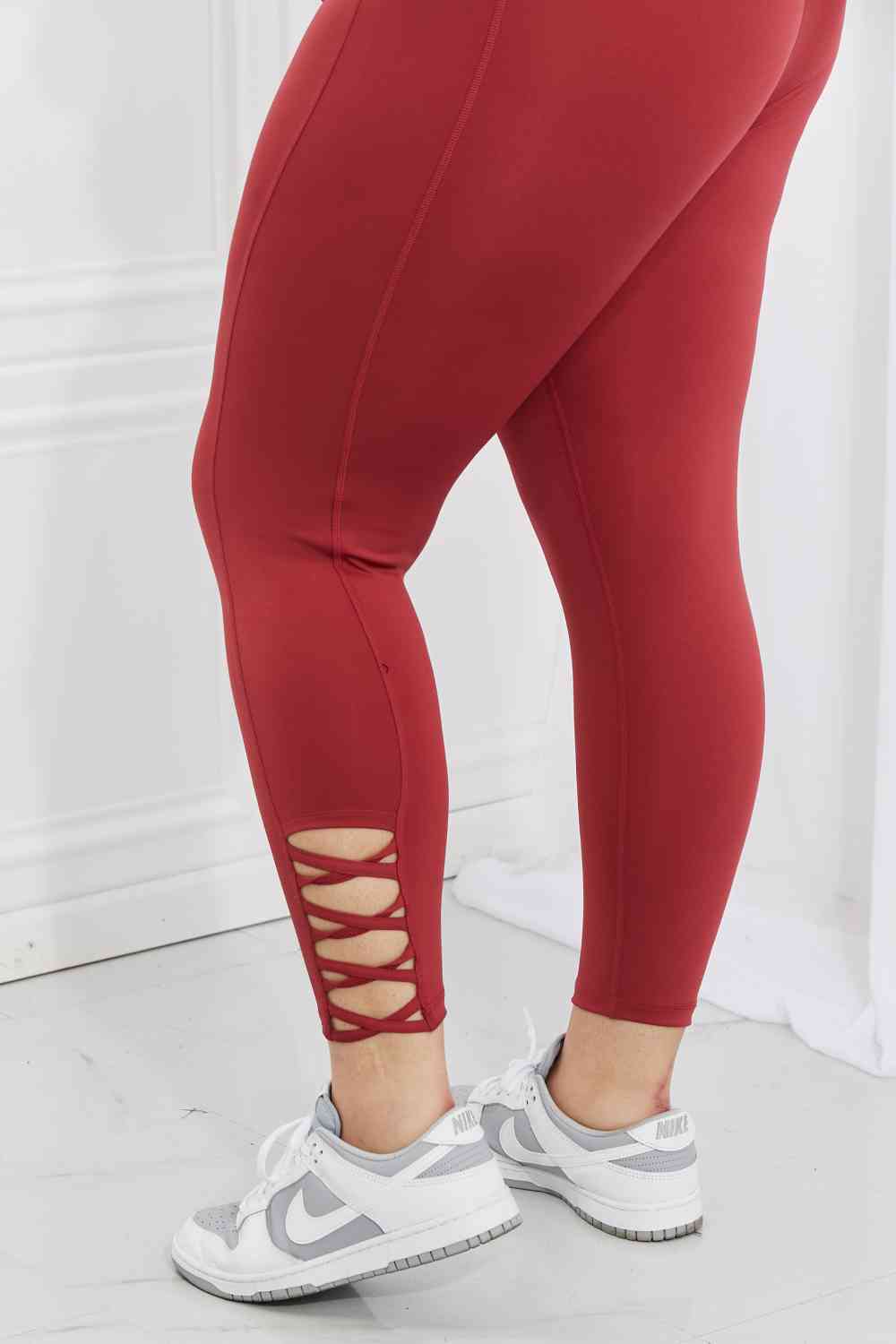 Yelete Ready For Action Full Size Ankle Cutout Active Leggings in Brick Red-Trendsi-[option4]-[option5]-[option6]-[option7]-[option8]-Shop-Boutique-Clothing-for-Women-Online
