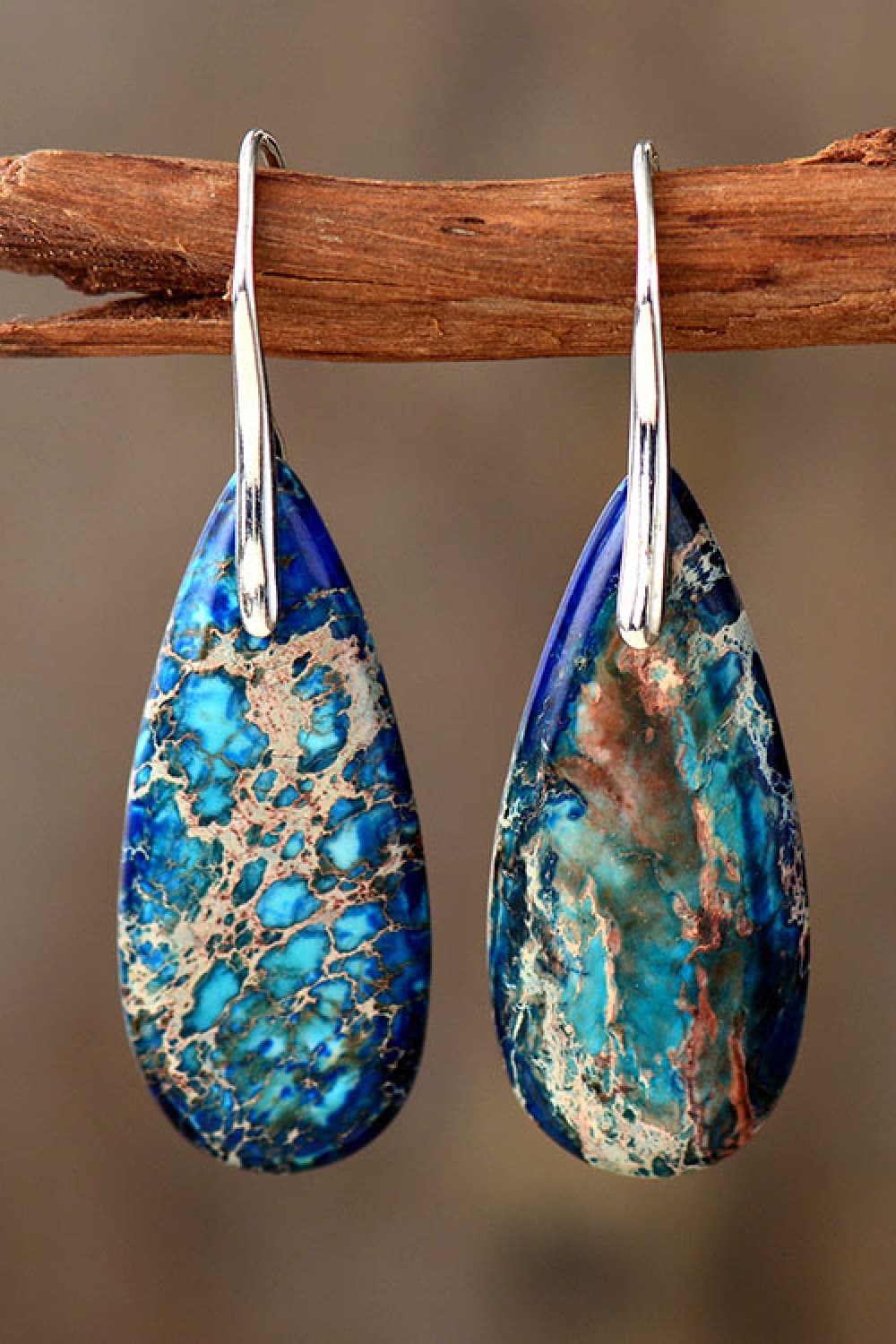 Handmade Teardrop Shape Natural Stone Dangle Earrings-Trendsi-Blue/Silver-One Size-[option4]-[option5]-[option6]-[option7]-[option8]-Shop-Boutique-Clothing-for-Women-Online