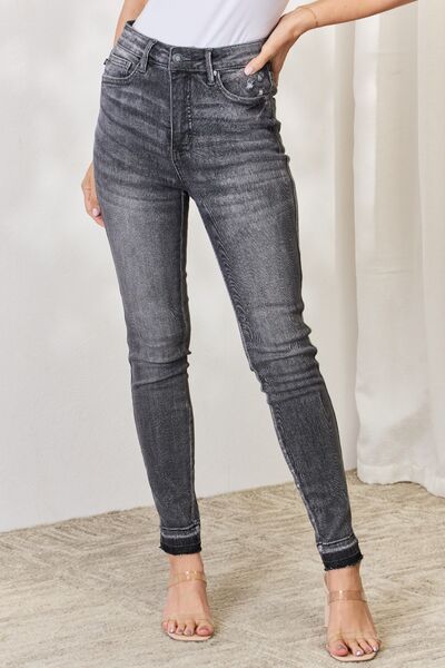 Judy Blue High Waist Tummy Control Release Hem Skinny Jeans-Trendsi-[option4]-[option5]-[option6]-[option7]-[option8]-Shop-Boutique-Clothing-for-Women-Online