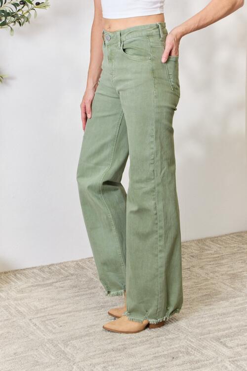 RISEN Raw Hem Wide-Leg Jeans-Trendsi-[option4]-[option5]-[option6]-[option7]-[option8]-Shop-Boutique-Clothing-for-Women-Online