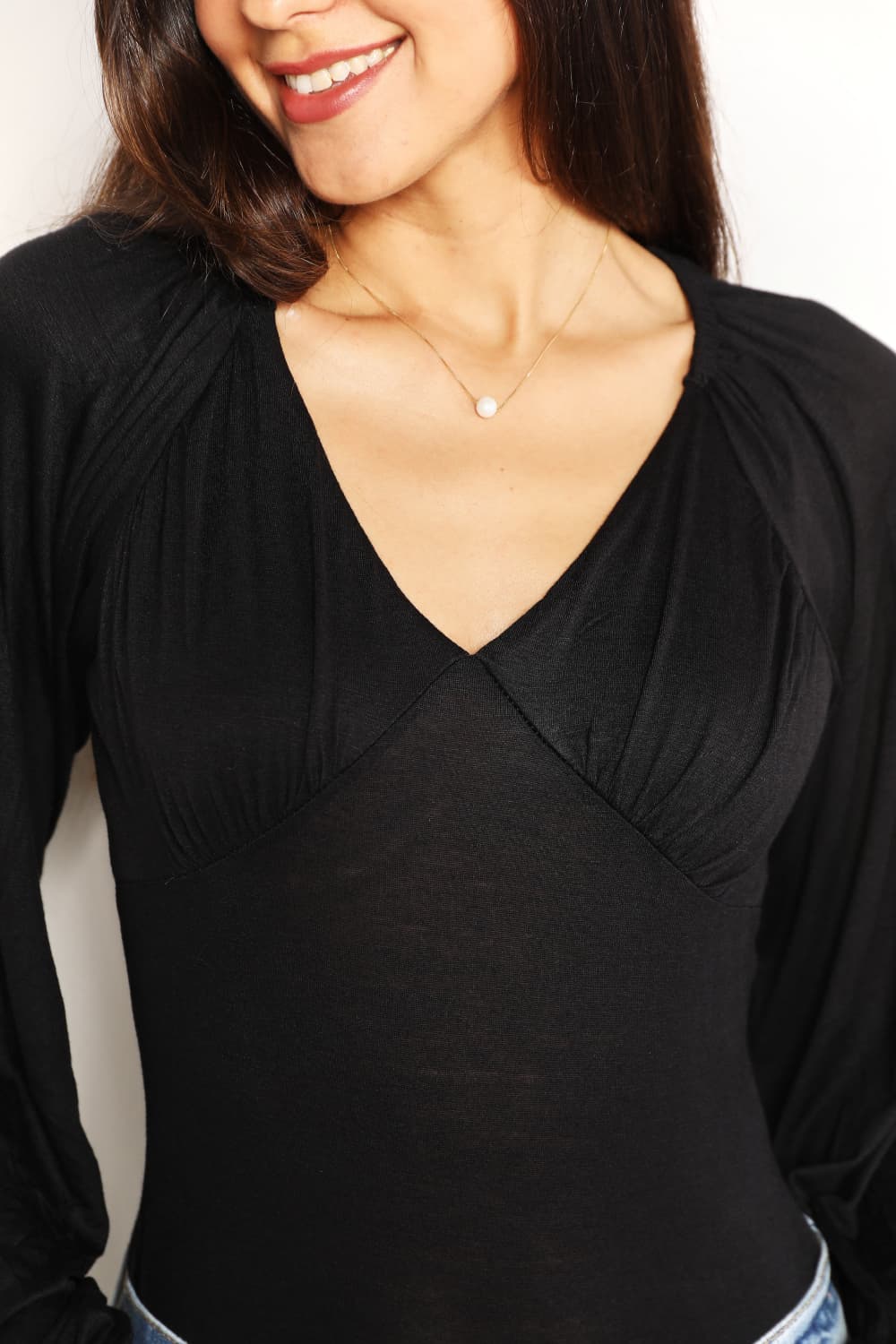 Culture Code V- Neck Bodysuit-Trendsi-[option4]-[option5]-[option6]-[option7]-[option8]-Shop-Boutique-Clothing-for-Women-Online
