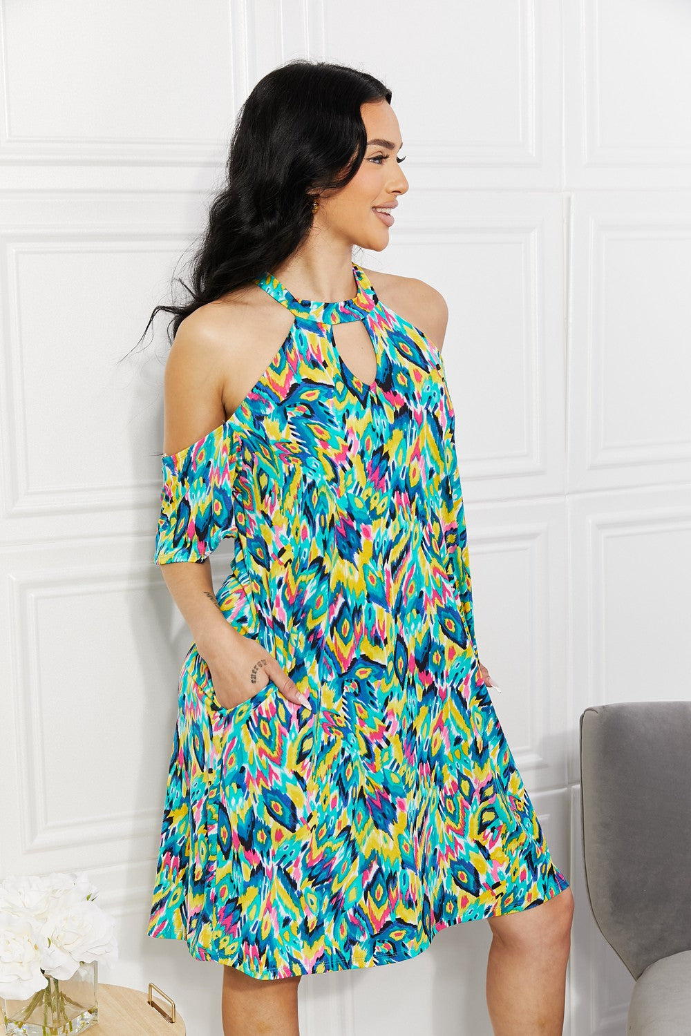 Sew In Love Perfect Paradise Printed Cold-Shoulder Dress-Trendsi-[option4]-[option5]-[option6]-[option7]-[option8]-Shop-Boutique-Clothing-for-Women-Online