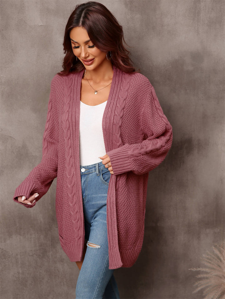 Warm Fall Mixed Knit Open Front Longline Cardigan-Trendsi-[option4]-[option5]-[option6]-[option7]-[option8]-Shop-Boutique-Clothing-for-Women-Online