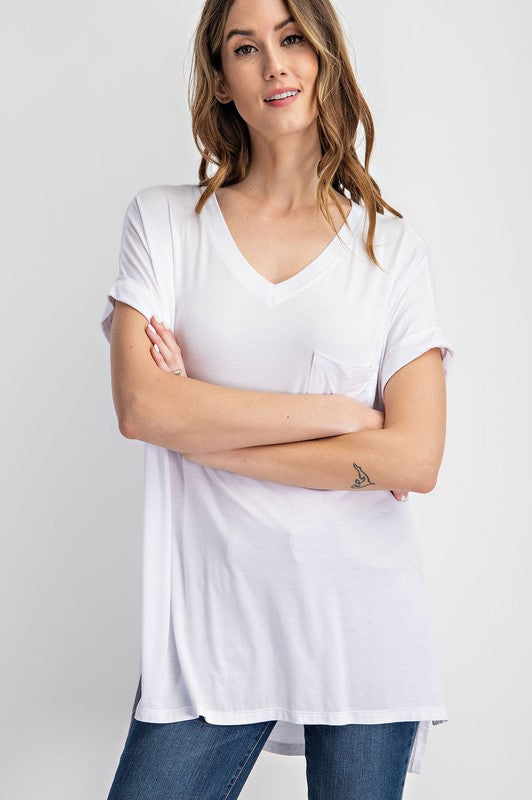 Rae Mode Modal V Neck High Low Tee-Rae Mode-[option4]-[option5]-[option6]-[option7]-[option8]-Shop-Boutique-Clothing-for-Women-Online