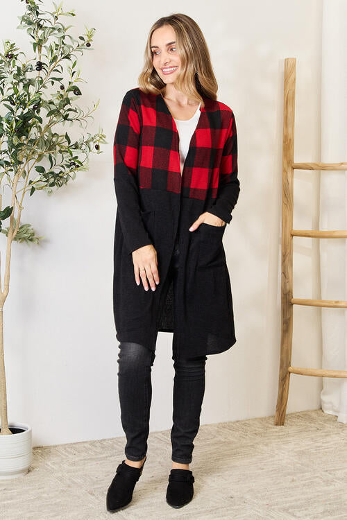 Heimish Buffalo Plaid Open Front Cardigan-Trendsi-[option4]-[option5]-[option6]-[option7]-[option8]-Shop-Boutique-Clothing-for-Women-Online