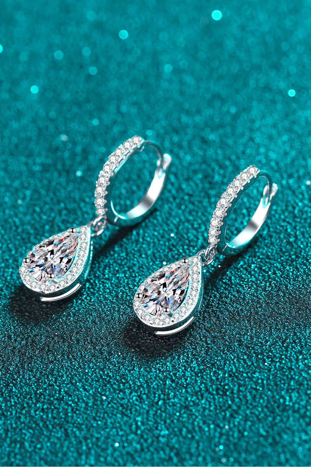 Moissanite Teardrop Earrings-Trendsi-Silver-One Size-[option4]-[option5]-[option6]-[option7]-[option8]-Shop-Boutique-Clothing-for-Women-Online