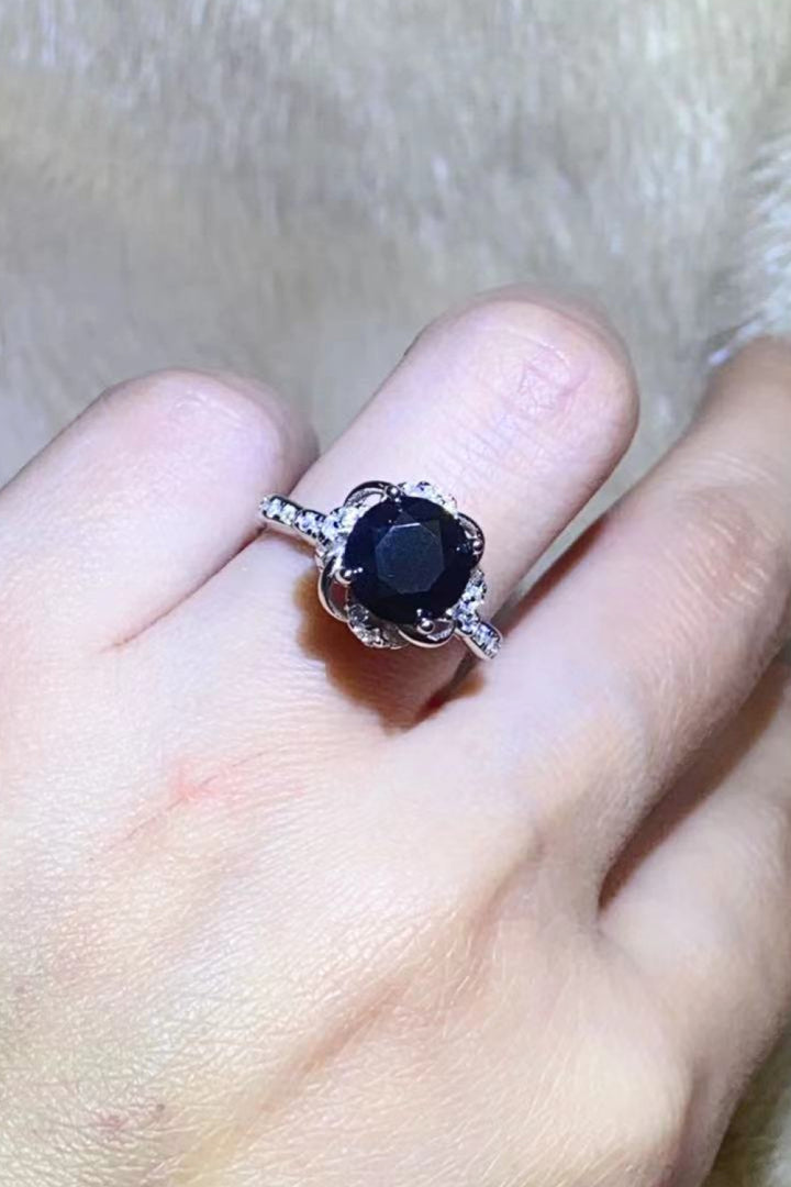2 Carat Black Moissanite Floral Ring-Trendsi-Black-4.5-[option4]-[option5]-[option6]-[option7]-[option8]-Shop-Boutique-Clothing-for-Women-Online